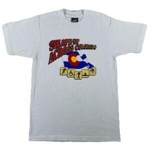 Vintage Shape Up Across Colorado T-Shirt Adult Medium White Single Stitch